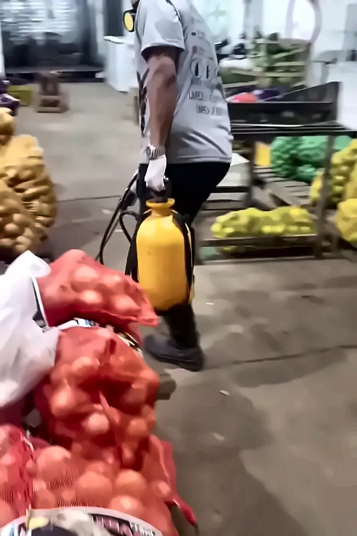 Aplicação entre as caixas de um galpão de hortifruti