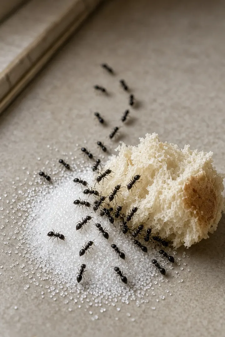 Formigas no açúcar e no pão